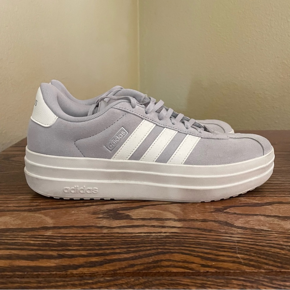 Adidas Women's Gray and White Platform Sneakers